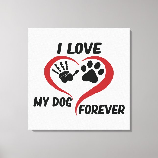 Toile J'aime mon chien jeter l'oreiller (Recto)