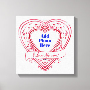 Toile J'Aime Mon Fils ! Photo Red Hearts