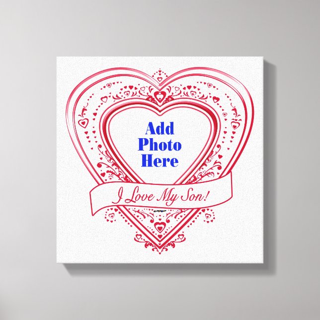 Toile J'Aime Mon Fils ! Photo Red Hearts (Recto)