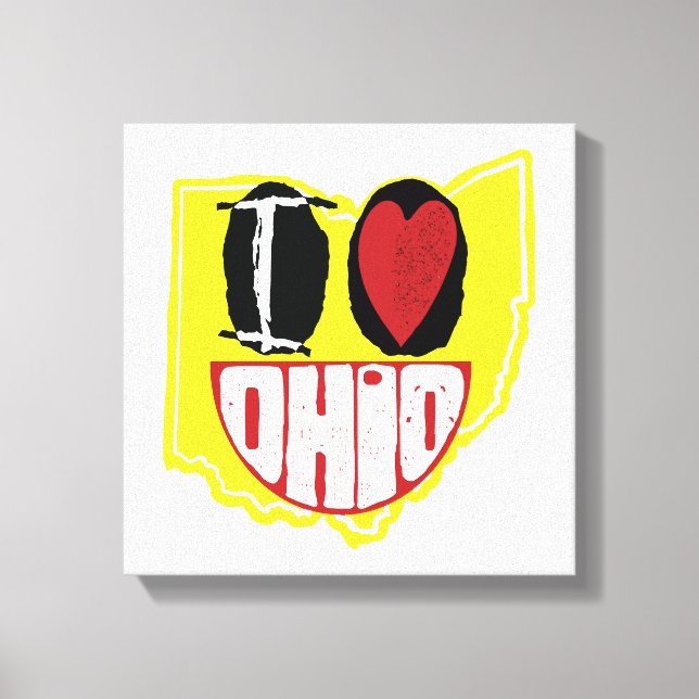 Toile J'aime Ohio Visage Sourire Heureux  (Recto)