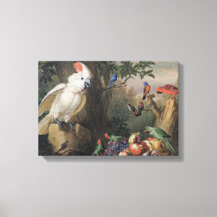 Toile Jakob Bogdani Oiseaux et fruits dans un paysage