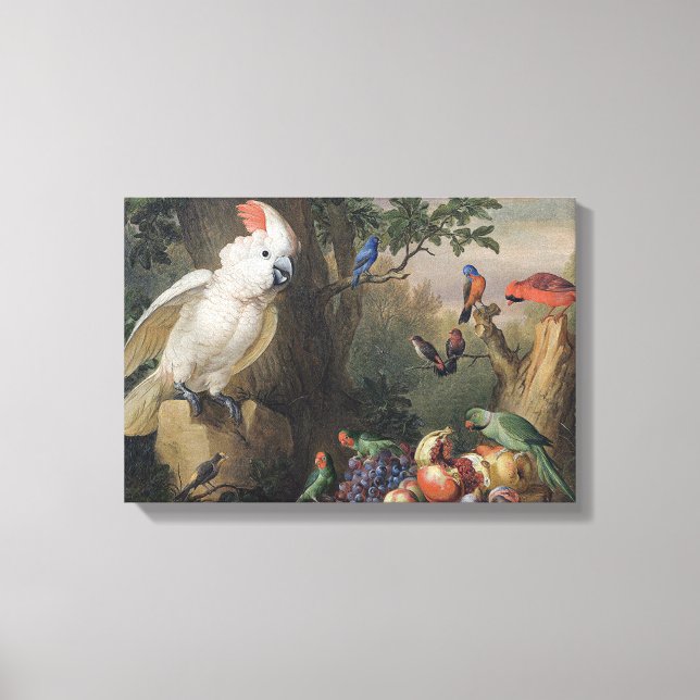 Toile Jakob Bogdani Oiseaux et fruits dans un paysage (Recto)