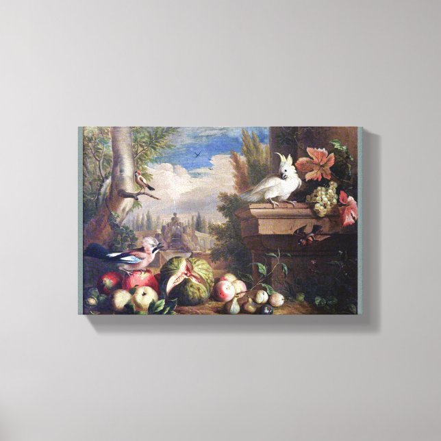 Toile Jakob Bogdany Oiseaux et fruits dans un paysage av (Recto)