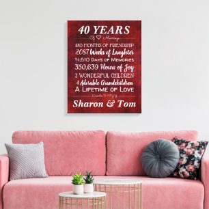 Toile Jalons de l'anniversaire du Mariage rouge personna