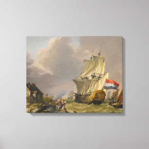 Toile Jan van Os - Expédition Dans Une Tempête Au Large 