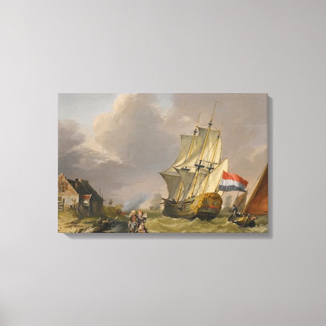 Toile Jan van Os - Expédition Dans Une Tempête Au Large  (Recto)