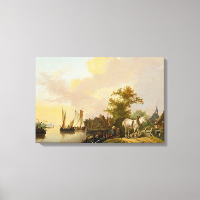 Toile Jan van Os - Paysans déchargeant du fret (Recto)