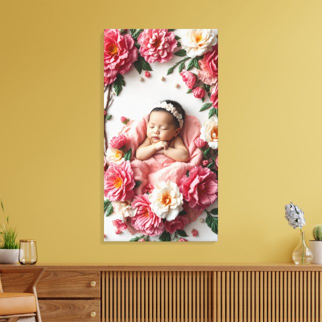 Toile Janvier Fleur de naissance Baby Girl Portrait (Insitu(Salon))