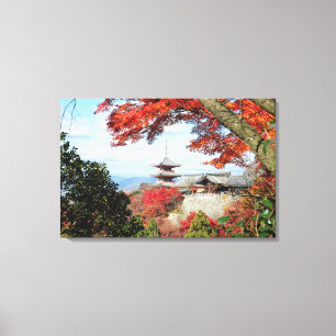 Toile Japon, Kyoto. Temple Kiyomizu en couleur d'automne