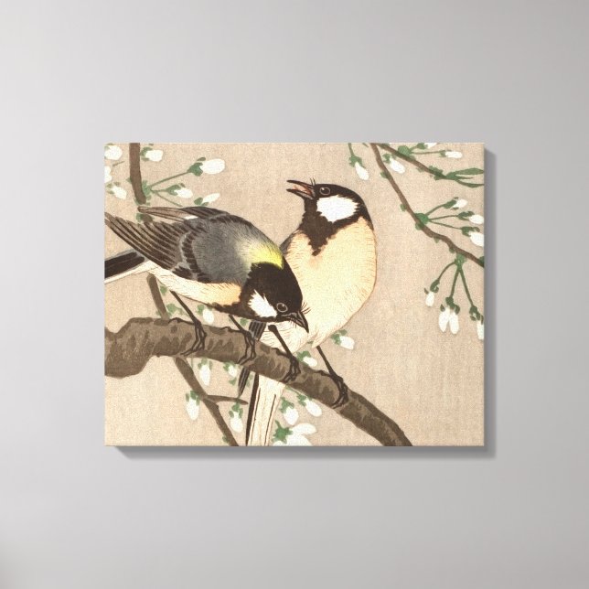 Toile Japonais Asiatique Koson Bird Chickadee Songbird (Recto)