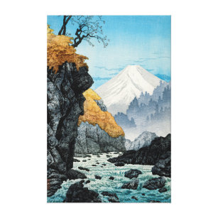 Toile Japonais Asiatique Vintage neige couverte montagne