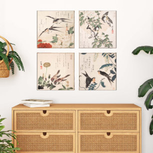 Toile Japonais Audubon Bird Gallery Wall Art Set de 4
