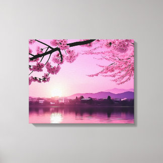 Toile Japonais Cherry Blossom Paysage Sérénité