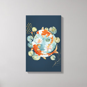 Toile Japonais Koi Poisson Eau Lily Pad Wall Art