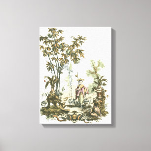Toile Jardin asiatique avec femme et animaux
