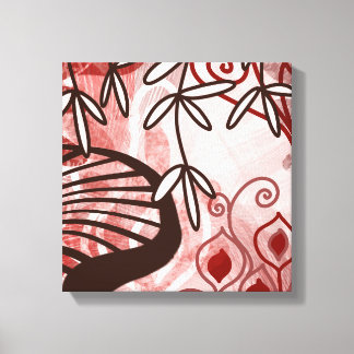 Toile Jardin Cramoisi – Art de Motif Botanique Abstrait 