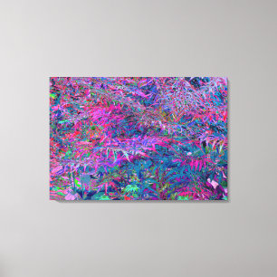 Toile Jardin de feuillage aux couleurs arc-en-ciel psych