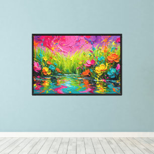 Toile Jardin de fleurs expressionniste abstrait sur toil