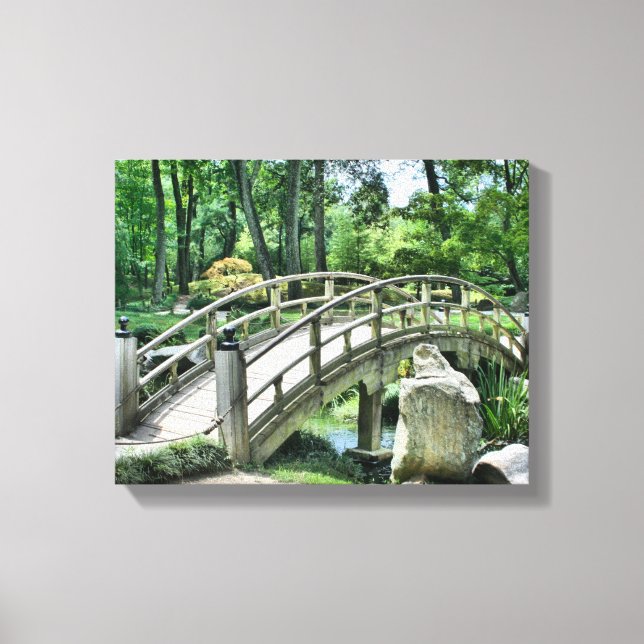 Toile Jardin de fleurs japonais pont sur l'eau (Recto)