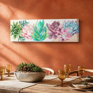 Toile Jardin de succulentes à l'aquarelle panoramique 36