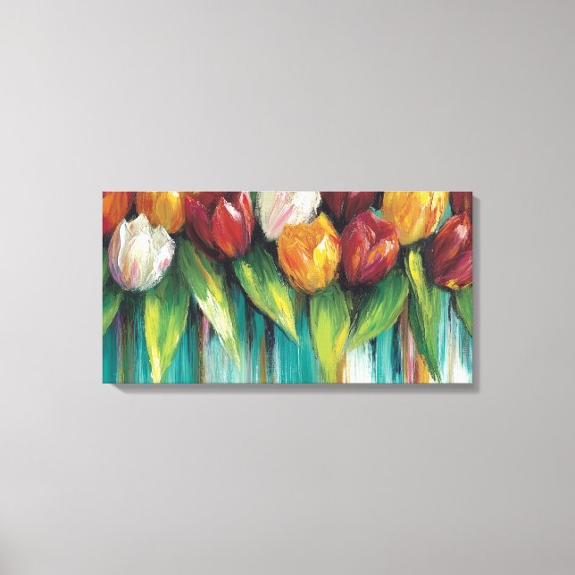 Toile Jardin de tulipes sur sarcelle (Recto)