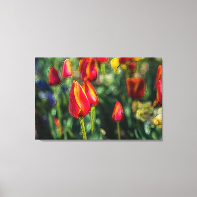 Toile Jardin de tulipes texturé (Recto)