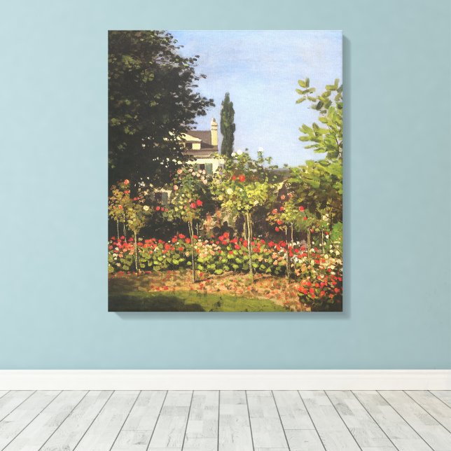 Toile Jardin fleuri à Sainte Adresse par Claude Monet (Insitu (Plancher de Bois))