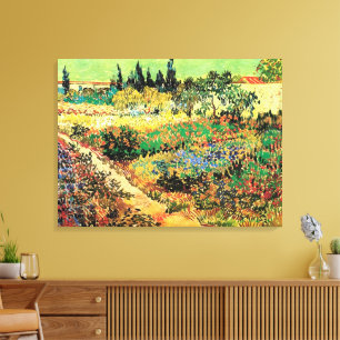 Toile Jardin fleuri avec chemin par Vincent van Gogh