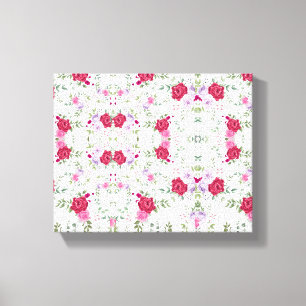 Toile Jardin Floral Élégant Bourgogne & Lavande Rose