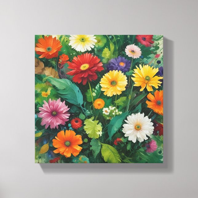 Toile Jardin luxuriant de Gerbera coloré (Recto)