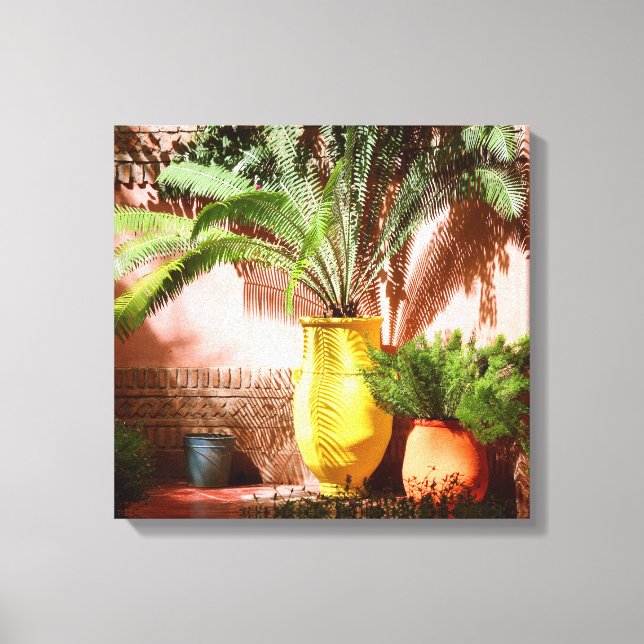 Toile Jardin marocain - fougère en pot jaune (Recto)