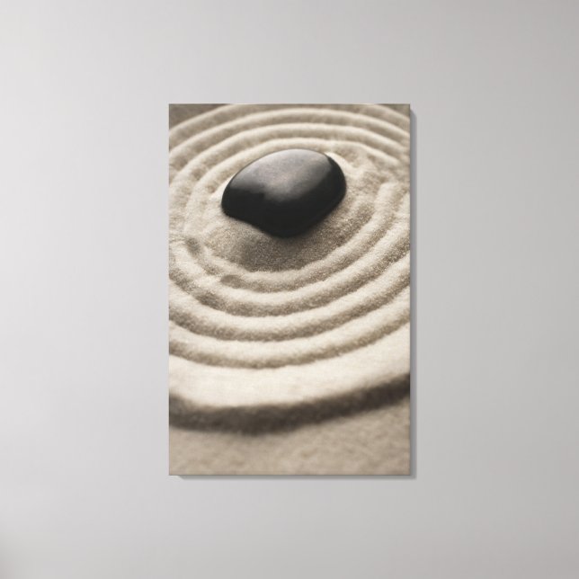 Toile jardin zen avec détail de galets sur sable râpé (Recto)