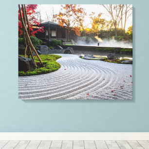Toile Jardin Zen avec Sable Roulé et Maples Japonais