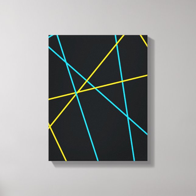 Toile Jaune, Bleu, cool, tendance, urbain, lignes modern (Recto)