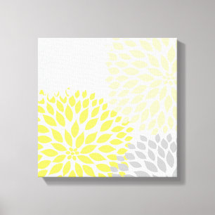 Toile Jaune et gris Dahlia Carré Wall Art