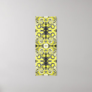 Toile Jaune et noir fous de kaléidoscope de Paisley