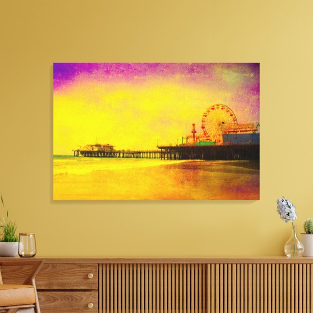 Toile Jaune et violet Père Noël Monica Pier (Insitu(Salon))