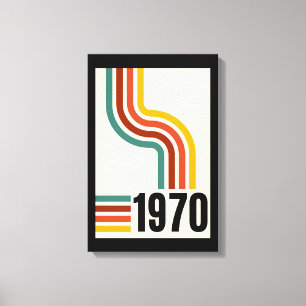 Toile Jaune Noir lignes de lignes Retro les années 70 Po