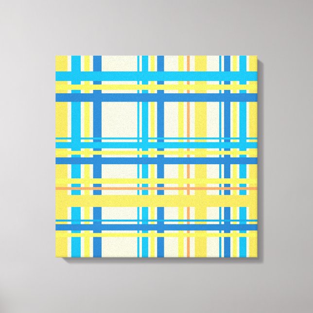 Toile Jaune rétro, Bleu, Brown, Crème Art Abstrait (Recto)