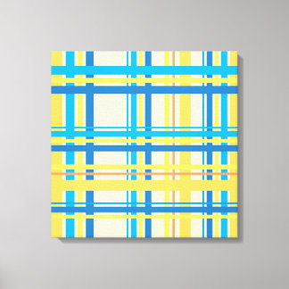 Toile Jaune rétro, Bleu, Brown, Crème Art Abstrait