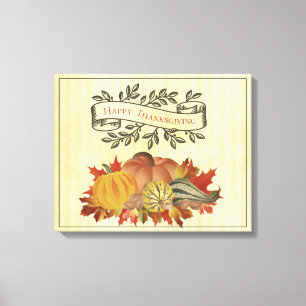 Toile Jaune Thanksgiving Citrouilles et Squash