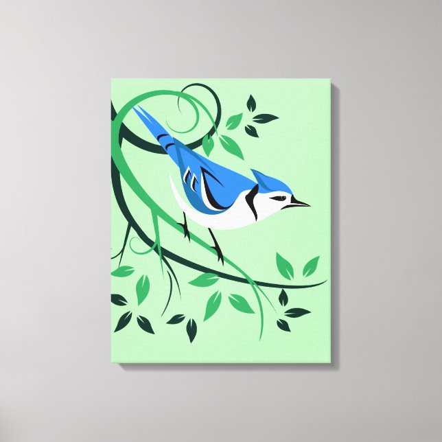 Toile Jay Bleu Sur Branche (Recto)