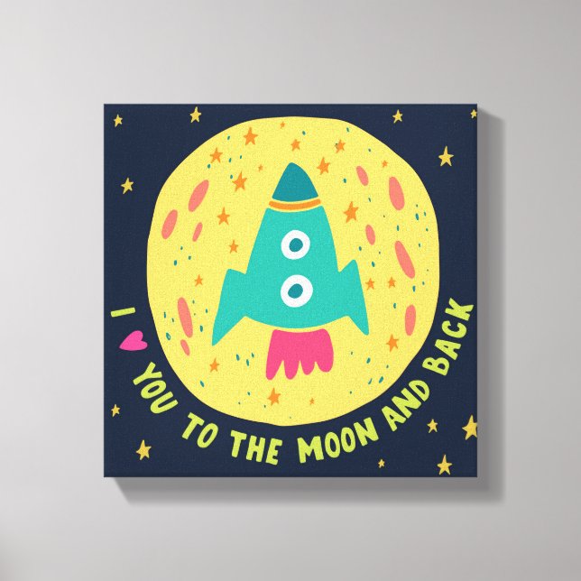 Toile Je T'Aime À La Lune Et À La Rocheuse De Dos (Recto)