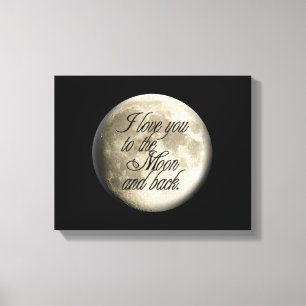 Toile Je t'aime au lunaire réaliste de lune et de dos