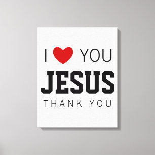Toile Je t'aime Jésus Coeur de foi chrétienne moderne