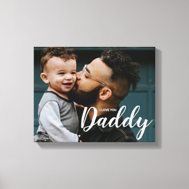 Toile Je T'Aime Papa Photo personnalisée (Recto)