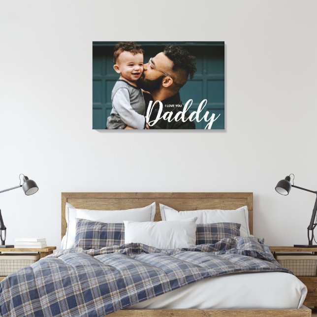 Toile Je T'Aime Papa Photo personnalisée (Insitu(Chambre))