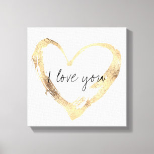 Toile Je t'aime plus de coeur d'or