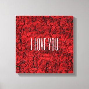 Toile Je t'aime sur un lit de Roses