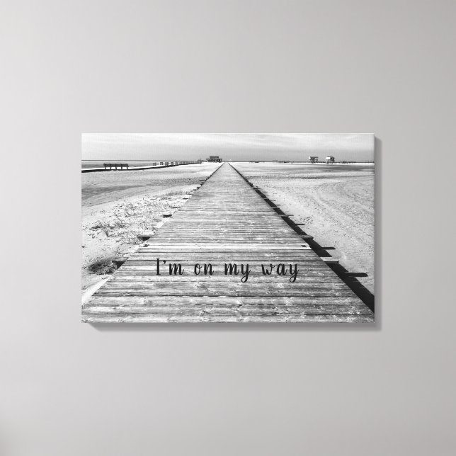 Toile Je vais à la plage en noir et blanc photo (Recto)